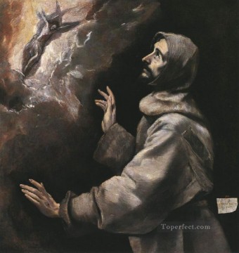 イエス Painting - 聖痕を受ける聖フランシスコ 1577 マニエリスム スペイン ルネサンス エル グレコ